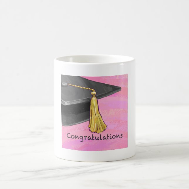 Congratulation Graduate Black and Pink Coffee Mug (Center)