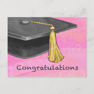 Congratulation Graduate Black and Pink Postcard