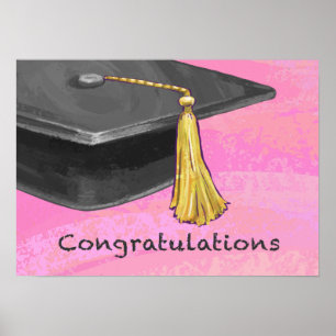 Congratulation Graduate Black and Pink Poster