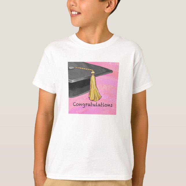 Congratulation Graduate Black and Pink T-Shirt (Front)