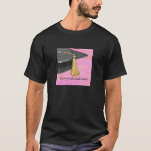 Congratulation Graduate Black and Pink T-Shirt