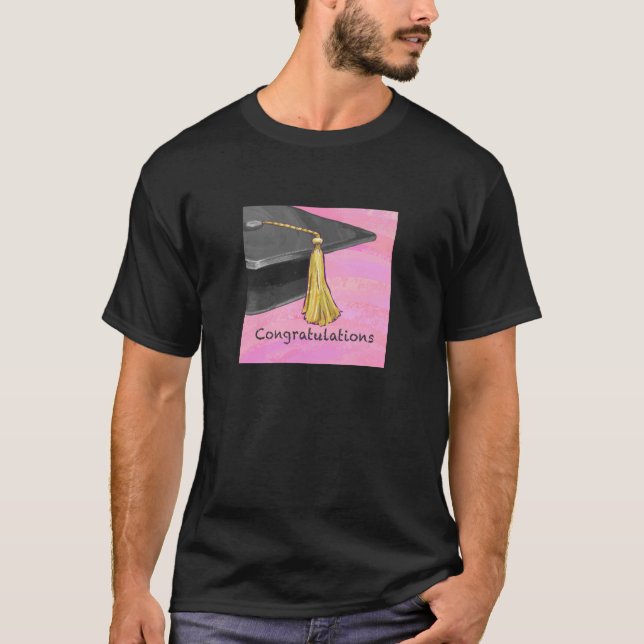 Congratulation Graduate Black and Pink T-Shirt (Front)