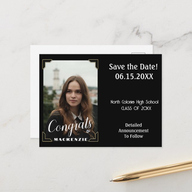 Congratulation Graduation Party Save The Date Card (Front/Back In Situ)