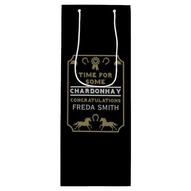 Congratulation Horseback Riding  Wine Gift Bag (Front)