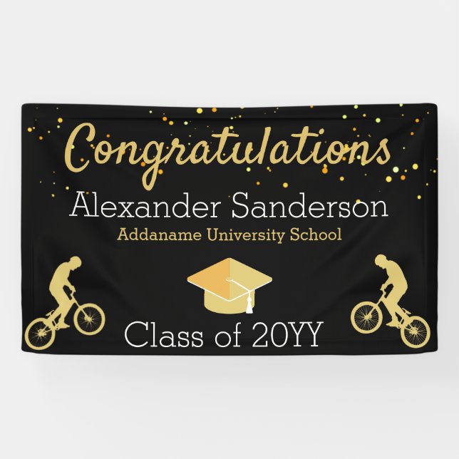  Congratulation Mountain Biker Graduation Banner (Horizontal)