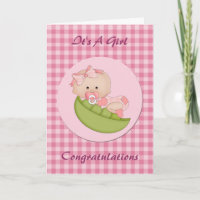 Congratulation New Baby Girl in a Pod Pink