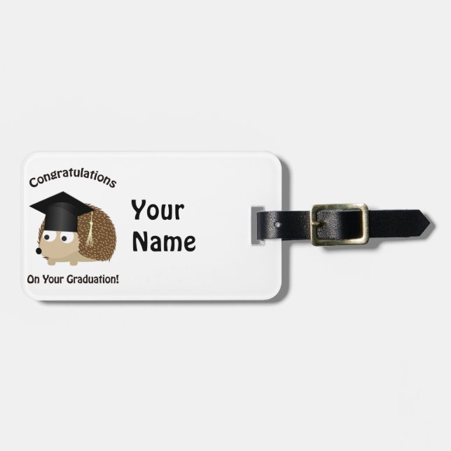 Congratulation on Your Graduation Hedgehog Luggage Tag (Front Horizontal)