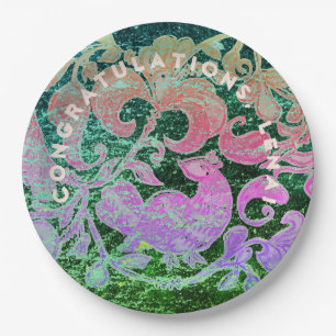 Congratulation Out of This World Folk Art Paper Plate
