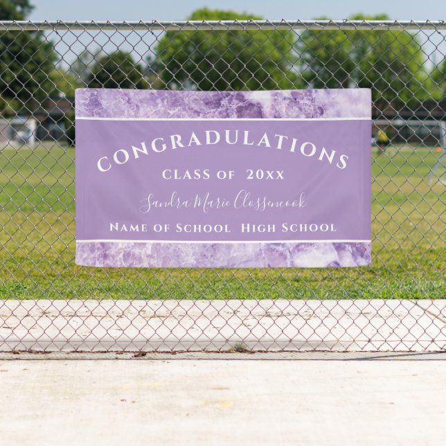 Congratulation Purple Amethyst Crystal Graduation Banner (Insitu)