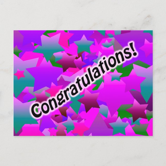 Congratulation Stars Purple Postcard (Front)