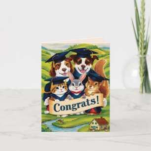 Congratulation to college graduation cute animals card