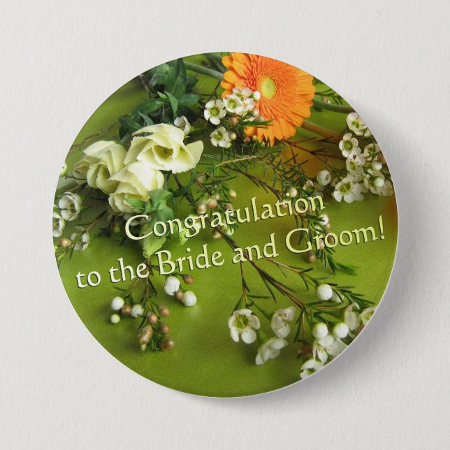 Congratulation to the Bride and Groom 7.5 Cm Round Badge (Front)