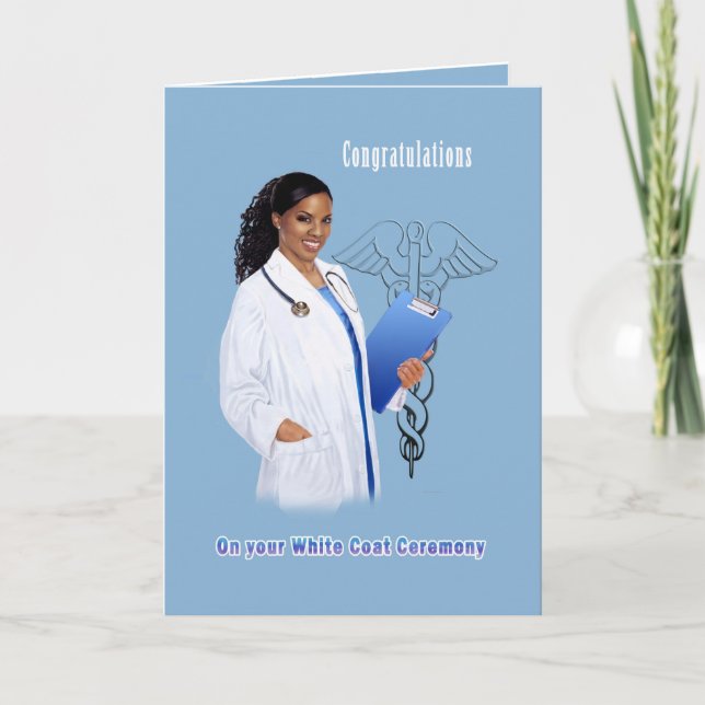Congratulation white coat ceremony African Americ Card (Front)