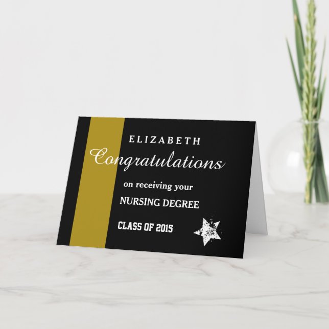 CONGRATULATIONS 2015 Nursing Degree Gold Stripe N2 Card (Front)