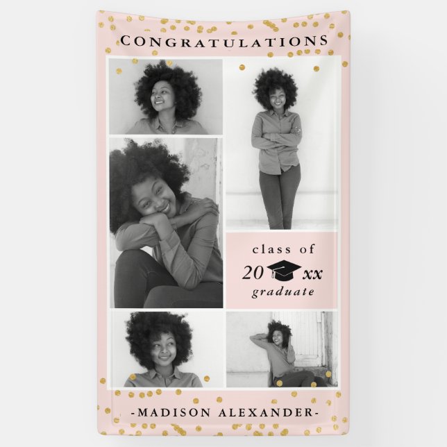 Congratulations 2019 Graduate Blush Photo Collage Banner (Vertical)
