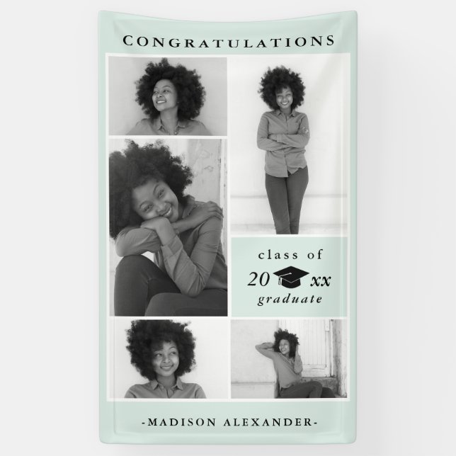 Congratulations 2019 Graduate Mint Photo Collage Banner (Vertical)