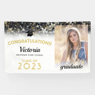 Congratulations 2023 Graduate Gold and White Photo Banner