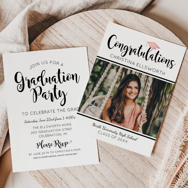 Congratulations 2025 Rose Gold Graduation Photo Invitation (Creator Uploaded)