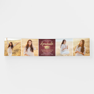 Congratulations 4 Photo Burgundy Gold Graduation Banner
