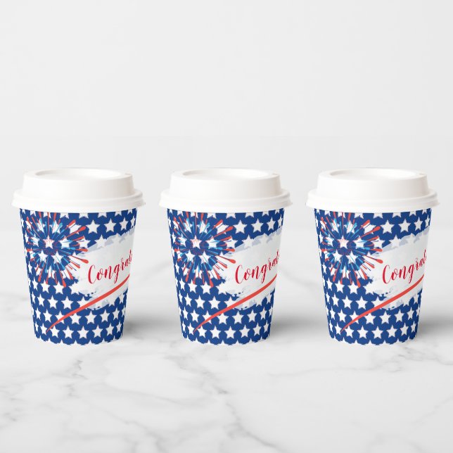 Congratulations! 4th of July American USA Flag BBQ Paper Cups (Multi)