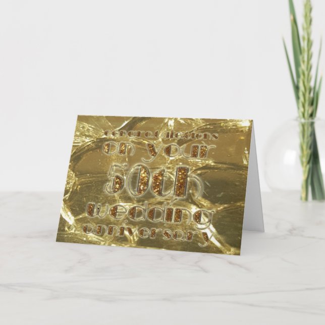 Congratulations 50th Wedding Anniversary Gold Card (Front)