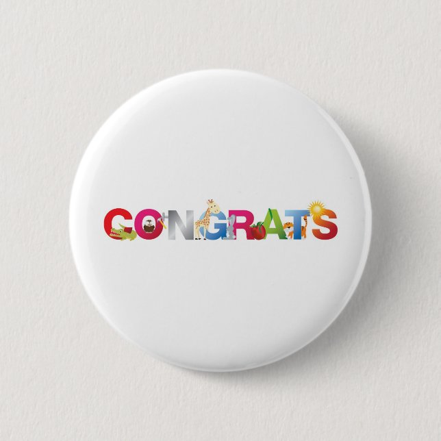 Congratulations 6 Cm Round Badge (Front)