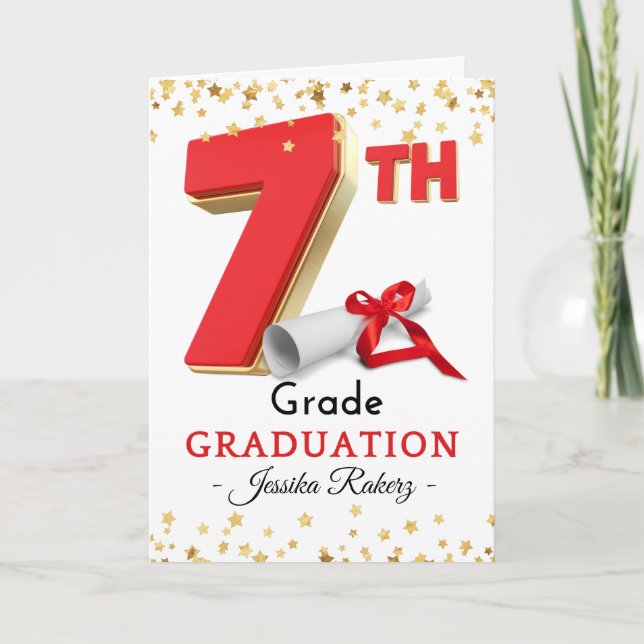 Congratulations 7th Grade Graduation Balloon Card (Front)