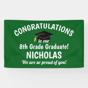 Congratulations 8th Grade Graduation Green Banner