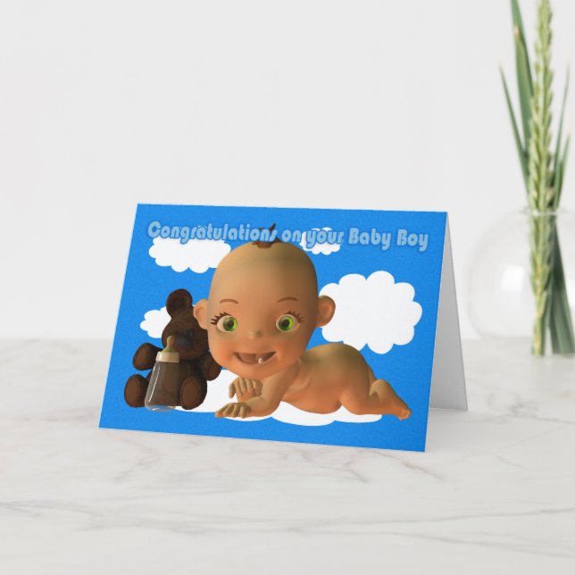 Congratulations A Beautiful Baby boy Card (Front)