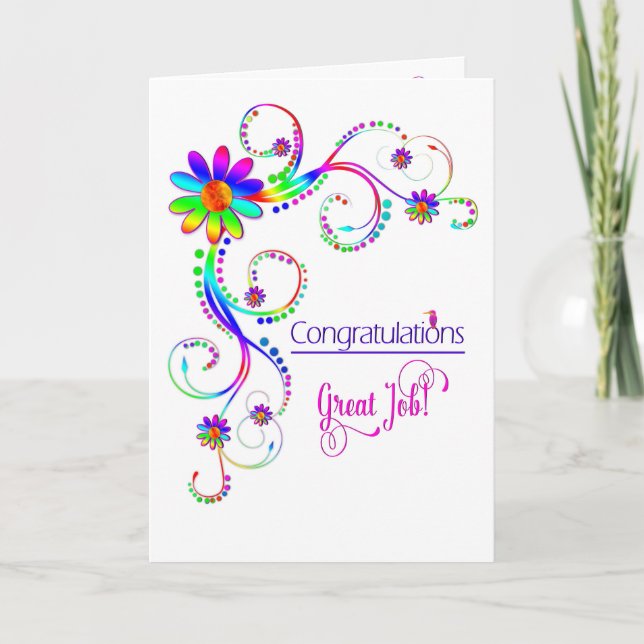 Congratulations,Abstract Floral-Vivid Colours Card (Front)