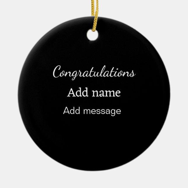 Congratulations add name message simple graduate  ceramic tree decoration (Front)