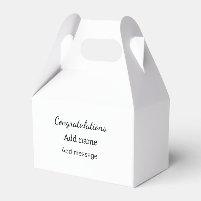 Congratulations add name message simple graduate  favour box (Front Side)