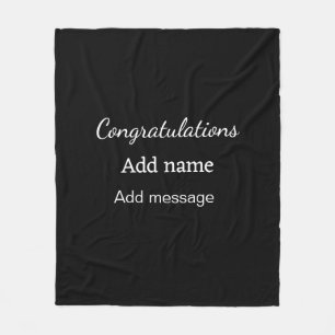 Congratulations add name message simple graduate  fleece blanket
