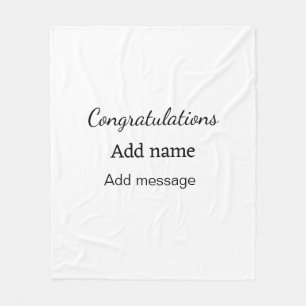 Congratulations add name message simple graduate fleece blanket