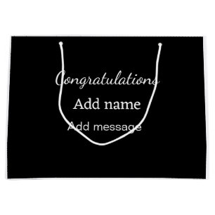 Congratulations add name message simple graduate large gift bag