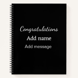 Congratulations add name message simple graduate  notebook