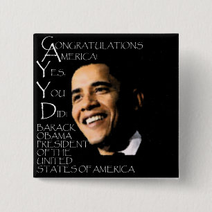 CONGRATULATIONS AMERICA 15 CM SQUARE BADGE