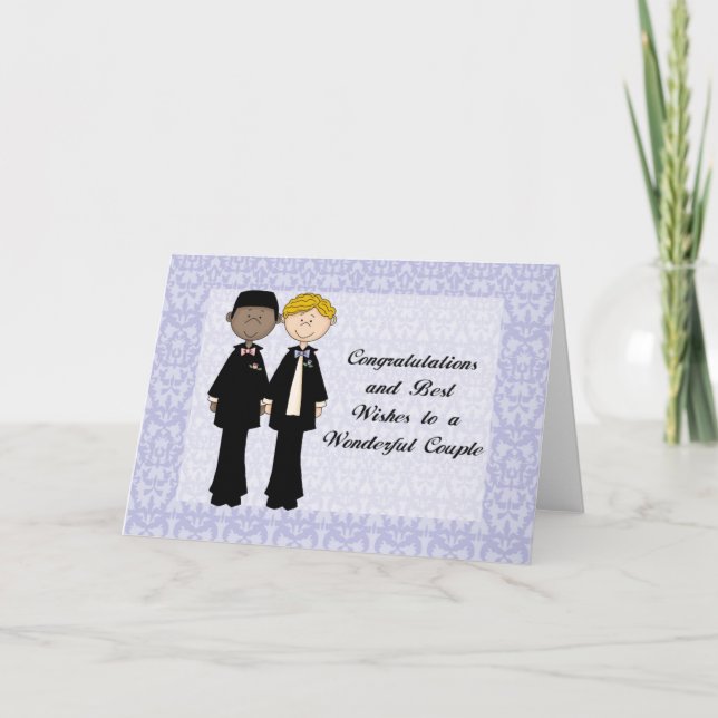 Congratulations and Best Wishes Gay Male Wedding C Card (Front)