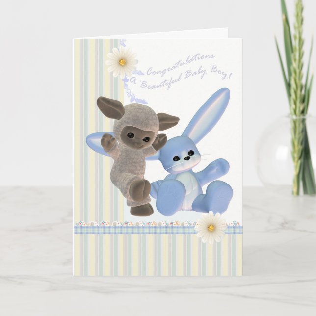 Congratulations Baby Boy Card, New Baby Card (Front)