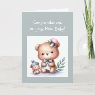 Congratulations Baby  Fun Teddy Bear  Card