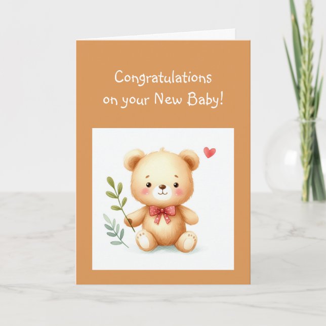 Congratulations Baby  Fun Teddy Bear  Card (Front)