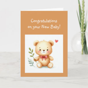 Congratulations Baby  Fun Teddy Bear  Card