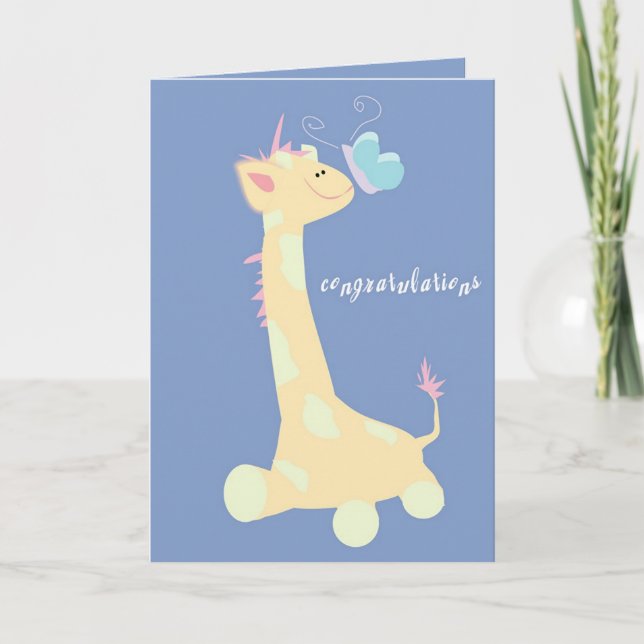 Congratulations (Baby Giraffe / Butterfly) Card (Front)
