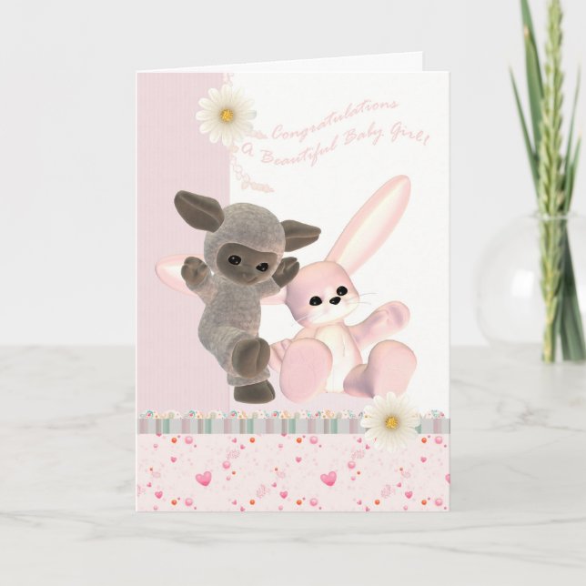 Congratulations Baby Girl Card, New Baby Card (Front)