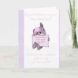 Congratulations Baby Girl Card, New Baby Card