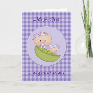 Congratulations Baby Girl in a Pod Purple Card