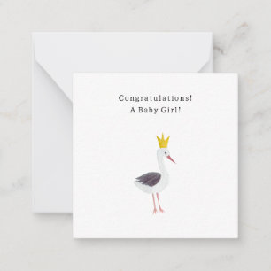 Congratulations Baby Girl Newborn Birth Stork Card