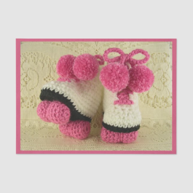 Congratulations Baby Girl (Roller Skates Booties) Tissue Paper (Front)