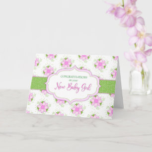Congratulations Baby Girl Soft Pink Daisy Flowers Card