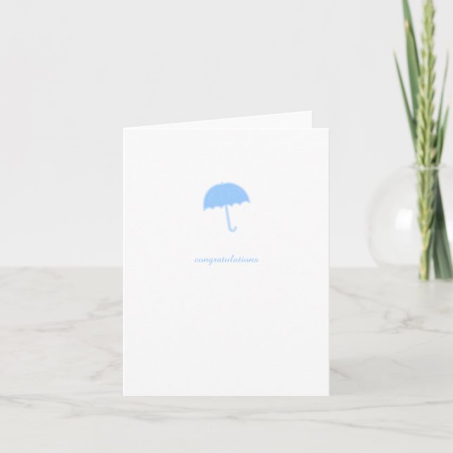Congratulations Baby Shower Card Blue Umbrella (Front)